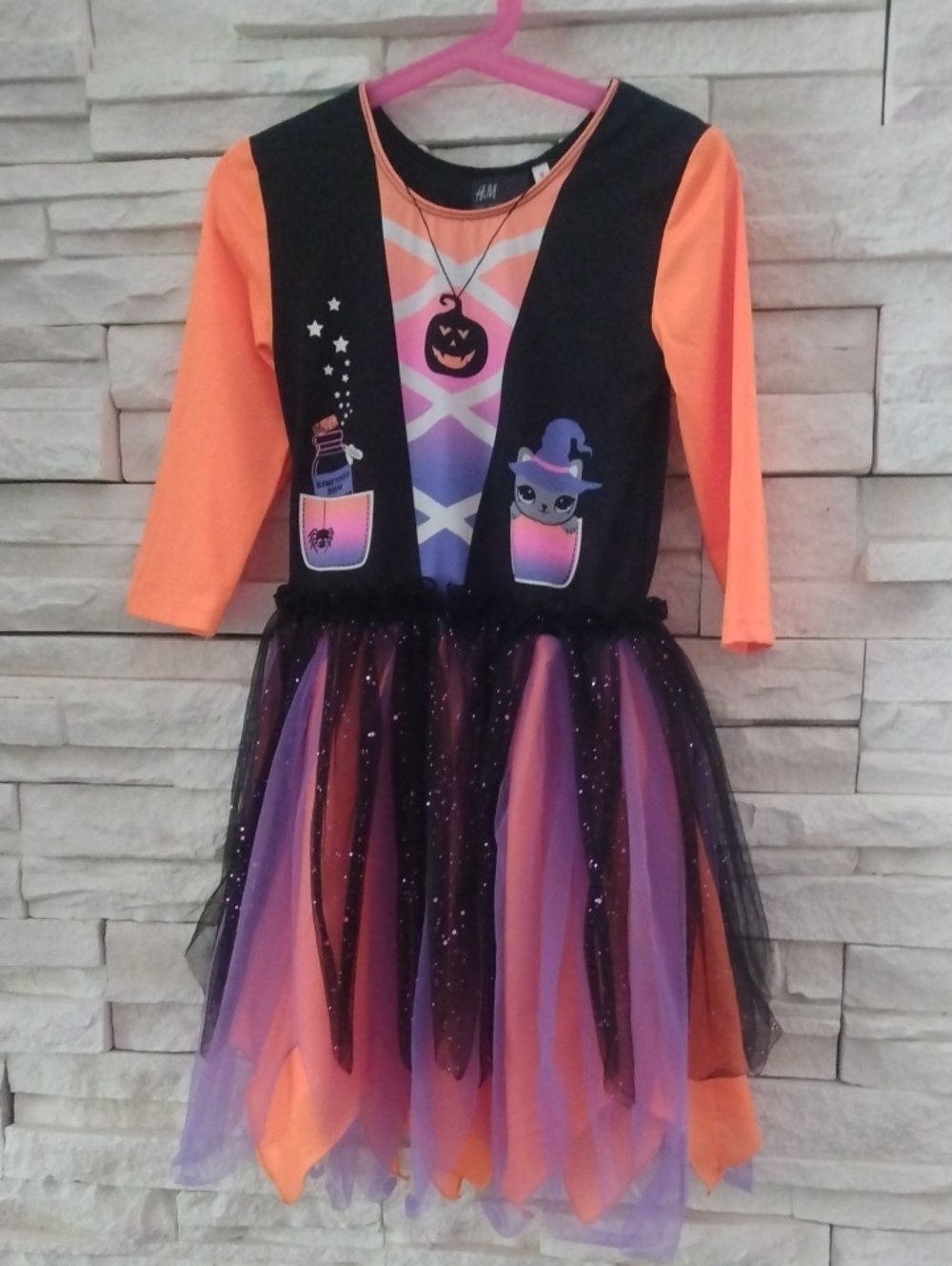 H&M Kids Orange, Purple & Black Halloween Witch Dress